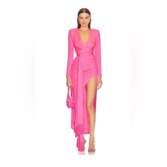 Bronx and Banco Dresses & Skirts - Bronx and Banco Electric Barbie Pink Fringe Belted Maxi Dress Size Medium